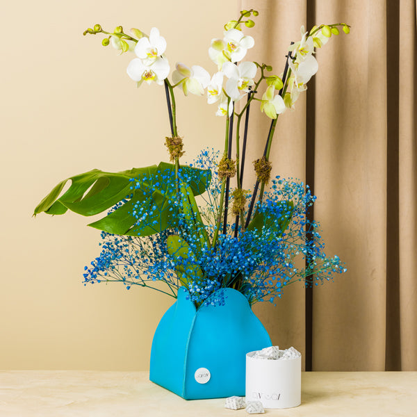 Leather vase Blue Chocolate